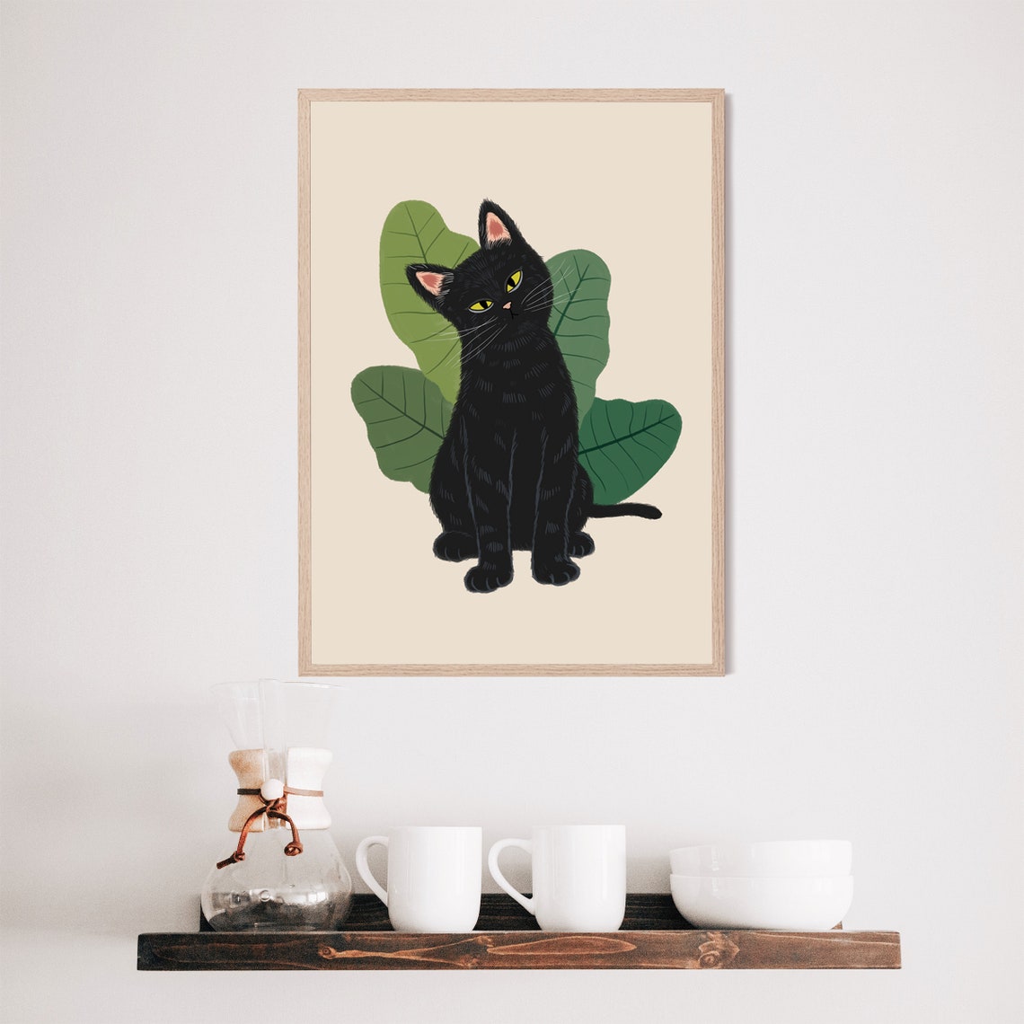 funny-cat-art-black-cat-print-cat-poster-cat-illustration-etsy