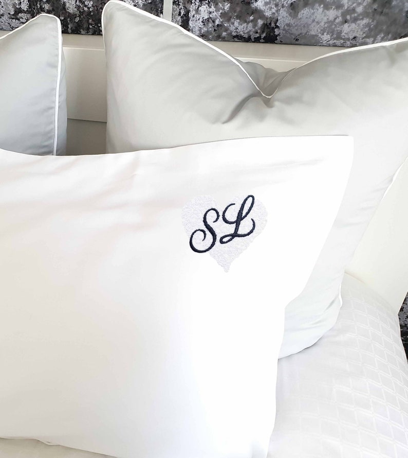 400 Thread Count Personalised Luxury Pair of Pillowcases LOVE HEART