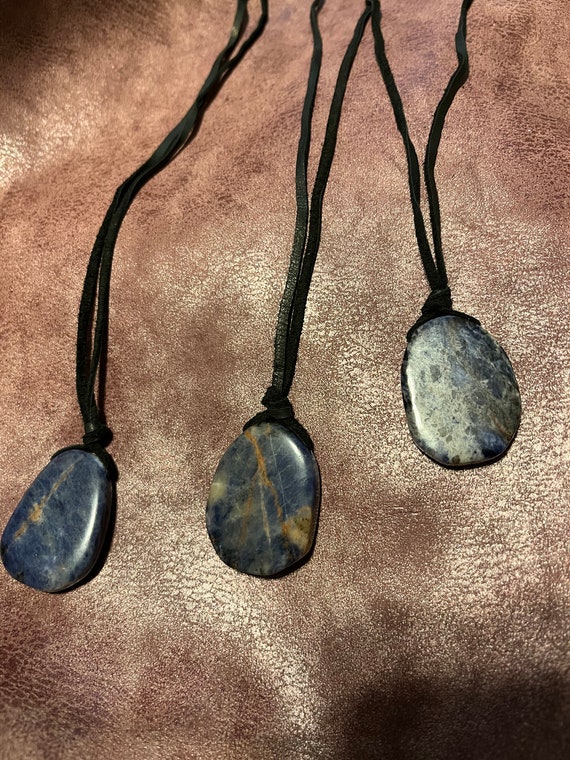 Sodalite pendant on leather cord