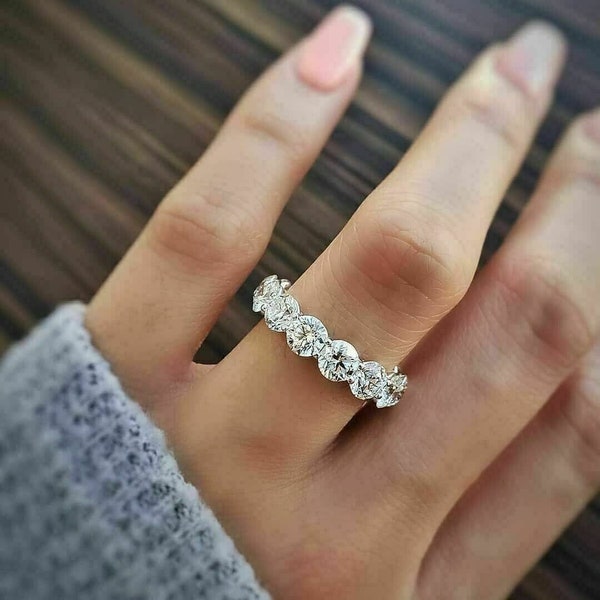 Engagement Diamond Band, 14KWhite Gold, Wedding Full Eternity Band, 3 Ct Diamond Ring, Gift For Wife, Anniversary Gift, Promise Ring For Her