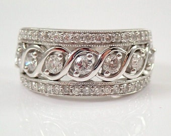Alianza de boda de media eternidad, diamante de 2,69 quilates, anillo de compromiso con diamantes, oro blanco de 14 quilates, joyería hecha a mano, regalos de dama de honor, anillos para mujeres