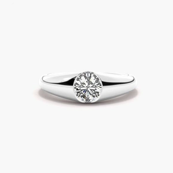 Round Cut 2.13 Ct Colorless Moissanite, Engagement Women's Solitaire Ring, 14K White Gold, Wedding Bezel Set Ring, Anniversary Gift For Her