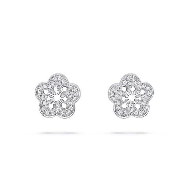 Stud Botanical Earrings, 1.2 Ct Diamond, Engagement Flower Earrings, 14K White Gold, Wedding Gift For Bride's, Party Wear Earrings For Girls