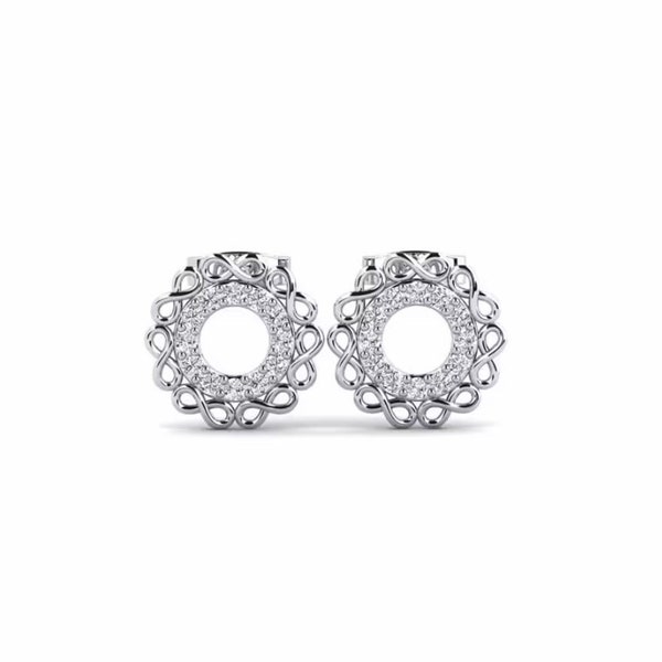 Earrings For Women, 14K White Gold, Stud Infinity Earrings, 1.04 Ct Diamond, Engagement Open Circle Earrings, Wedding Gifts, Custom Earrings
