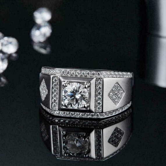 Moissanite mens wedding bands best sale