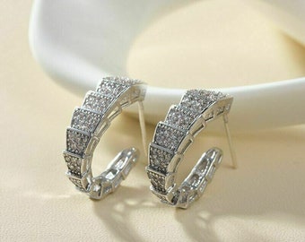 Créoles de fiançailles, diamant de 1,90 ct, or blanc 14 carats, boucles d'oreilles de mariage en argent, cadeaux d'anniversaire, boucles d'oreilles pour femme, boucles d'oreilles pour femme