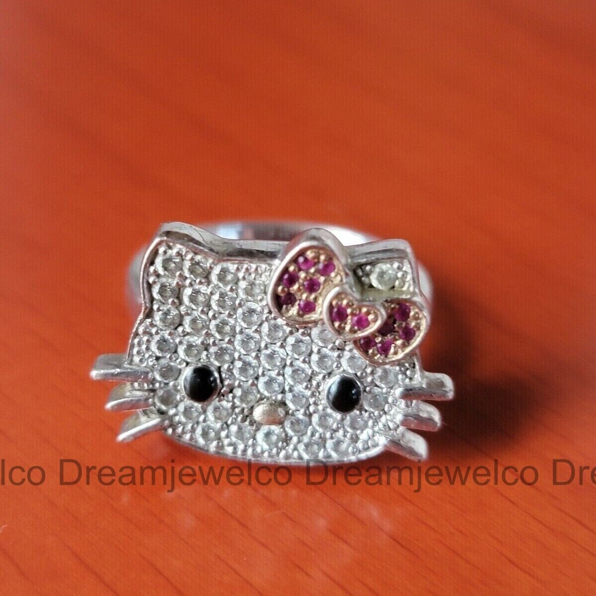 Silver hello on sale kitty ring