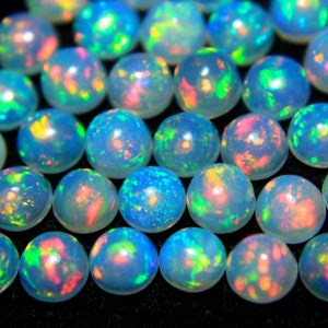 Opal Round Gemstone, natural Ethiopian welo fire multi color multi fire opal round cabochons, large size 7 mm round cabochon loose gemstone