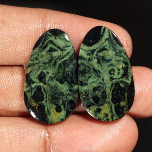 Terrific Top Quality 100% Natrual Star Galaxy Jasper Egg Shape Cabochon Loose Gemstone Pair,For Making Jewelry 34.20 Ct 27X16X4 MM AS-1103