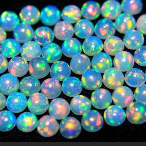 Opal Round Gemstone, natural Ethiopian welo fire multi color multi fire opal round cabochons, small size 4 mm round cabochon loose gemstone