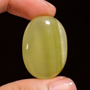 Amazing Top Grade Quality 100% Natural Yellow Lace Agate Oval Shape Cabochon Loose Gemstone For Making Jewelry 60 Ct. 30X21X9 mm S8-3460