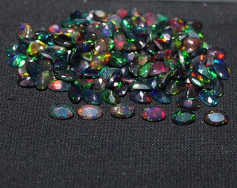cut Loose Opal Gemstone Natural Ethiopian Opal Black Faceted 