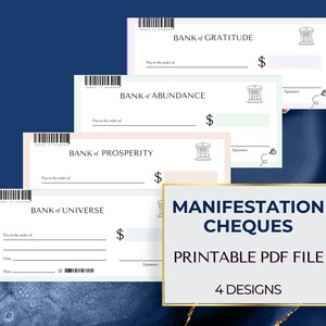 Printable Manifestation Cheques, Vision Board Check, Law of Attraction, INSTANT DOWNLOAD Manifesting Money for Small Business Owners, PDF