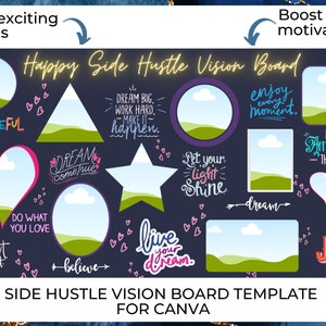 Digital Vision Board, Editable Drag and Drop Canva Template for Motivation and Success, Perfect for Use as a Desktop Background or Wall Art