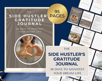 Gratitude Journal for Side Hustlers, Self-esteem Booster Workbook, INSTANT DOWNLOAD, Mindfulness Digital Workbook, 95 pages
