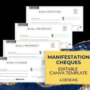 Manifestation Cheques, Vision Board Canva Check, Law of Attraction, INSTANT DOWNLOAD Manifesting Money for Small Business Owners, LOA