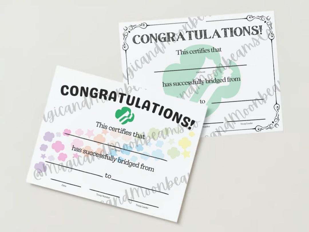 Downloadable Girl Scout Bridging and Rededication Certificates| Two ...