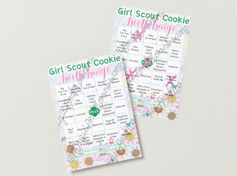 Downloadable Girl Scout Cookie Booth Bingo Game for Scouts to Play ...