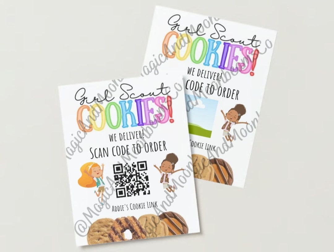 Downloadable Girl Scout Cookie Sales Flyer Editable in Free Canva App Add Your Own QR Code