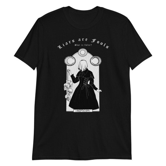 SKEPTICISM-Goth Unisex Shirt, Occult Pagan Tshirt, Wiccan Tee With Witch, Skulls & Pentagrams, Gothic Aesthetic, Victorian Goth Fashion