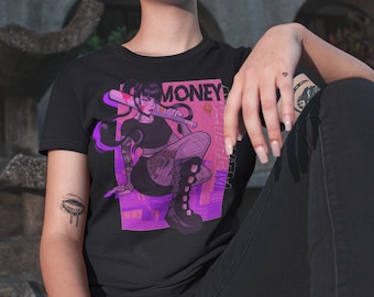 YAKUZA GIRL- Pastel Goth Unisex Black T-Shirt,  Harajuku, Alternative Clothing Tee, Aesthetic Goth Pastel Shirt, Pastel Goth Men, Goth Girl