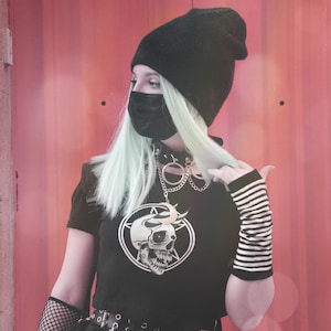 THE SUMMONING-Goth Crop Top, Skull & Pentagram Top, Occult Wicca Tee, Pagan Shirt, Witchcraft  girl tshirt, Casual Gothic Clothing, Harajuku