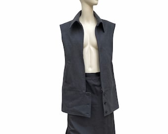 Martin Margiela FW 2002 Dark Green / Greyish Wool Vest Jacket