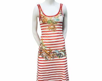 Sukienka w czerwone paski Jean-Paul Gaultier w kolorze ecru