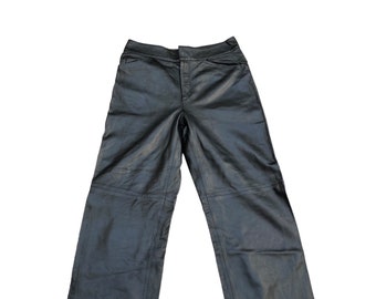 A.P.C High Waist Black Leather Pants Biker Leather Pants