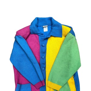 Courreges Vintage 70s Colorblock Heavy Cardigan Padded Size M