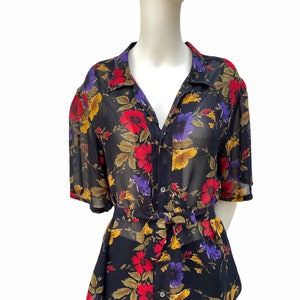 Jean-Paul Gaultier Junior Black / Red / Yellow Floral Belted shirt