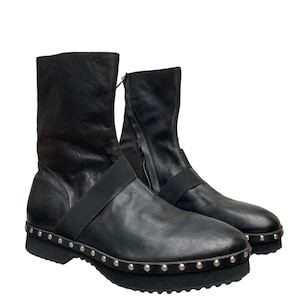 Premiata Premium Line Black Leather Strap Studded boots US 10 / EU 43