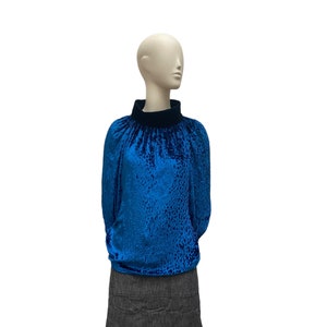 Saint Laurent Rive Gauche  Vintage Blue Velvet Rollneck