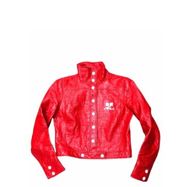 Courreges Vintage Red Vinyl Jacket Size 36 - fits XS
