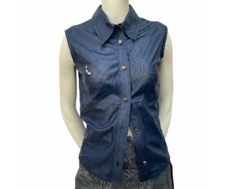Gianni Versace Vintage Navy Leather Vest