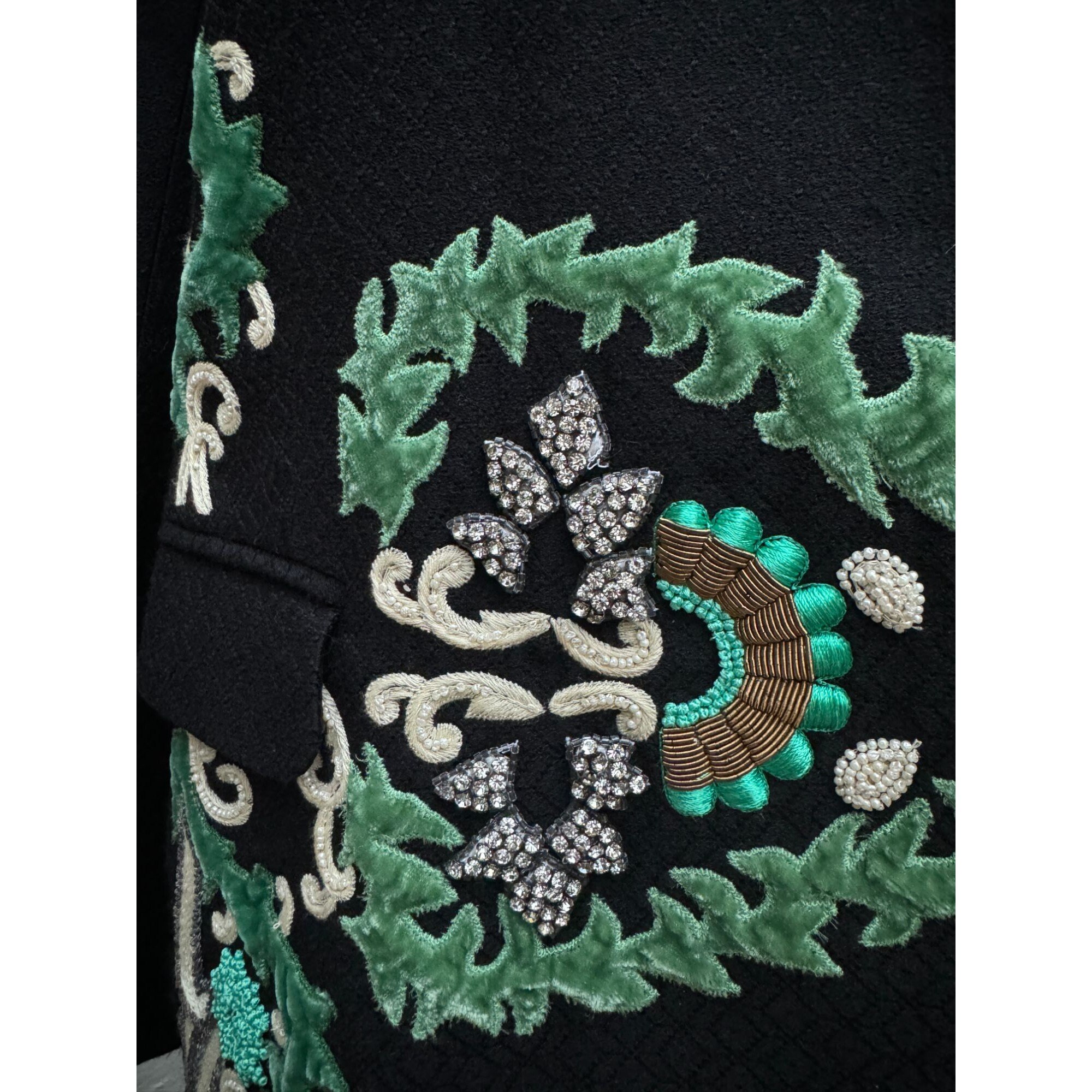 Dries Van Noten SS 2010 Black Wool Cotton Jewelry Coat Size Dries Van Noten SS 2010 Black Wool Cotton Jewelry Coat Size