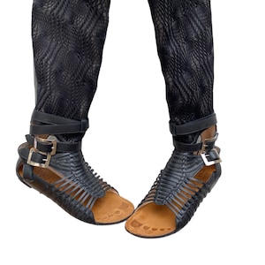 Jean Paul Gaultier Black Gladiator Macrame Black Sandals Size 38 / US 8
