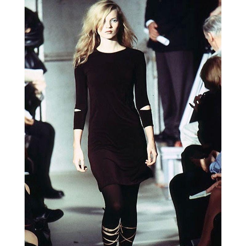 Helmut Lang Vintage 1990s Black Velvet Dress Size 44 / M Kate Moss