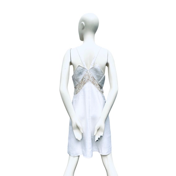 Courreges Vintage 1970s White Cotton Dress Sequin… - image 4