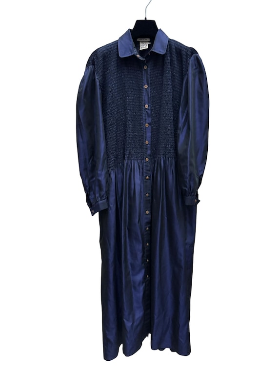 jean paul gaultier silk maxi dress Jean Paul Gaultier Vintage Navy Silk Maxi Dress Size M fits XS to L
