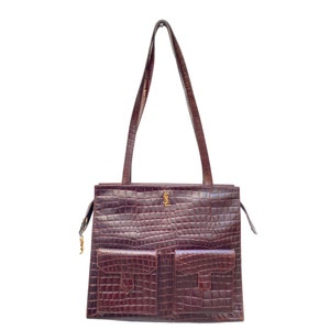 Große Vintage-Tasche aus burgunderrotem Leder von Yves Saint Laurent