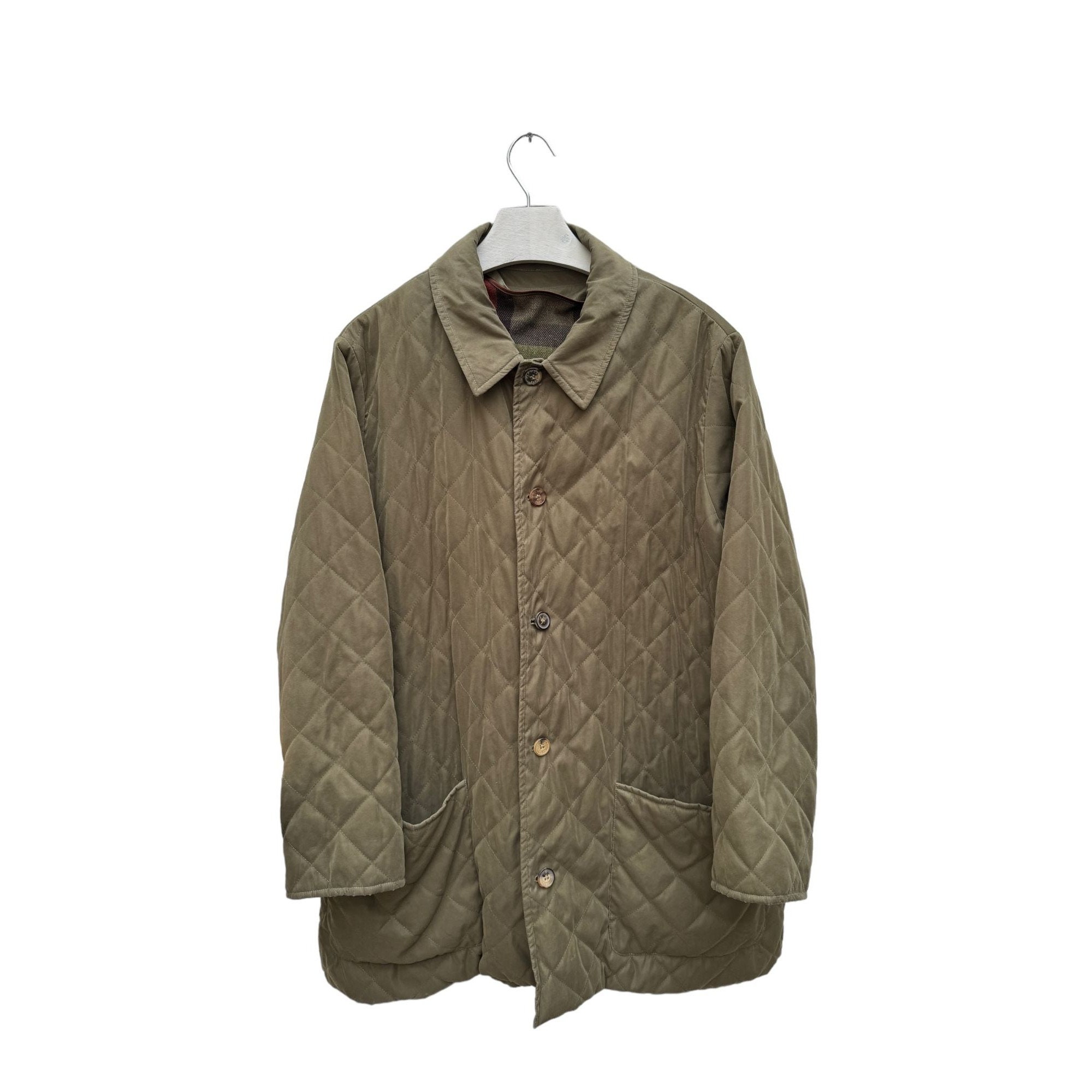Hermes Khaki Quilted Jacket Detachable Wool Lining Size L - Etsy Hermes Khaki Quilted Jacket Detachable Wool Lining Size L - Etsy