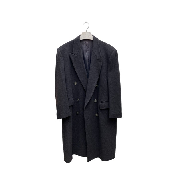 Yves Saint Laurent Grey Double Breasted Cashmere Wool OverCoat Size L