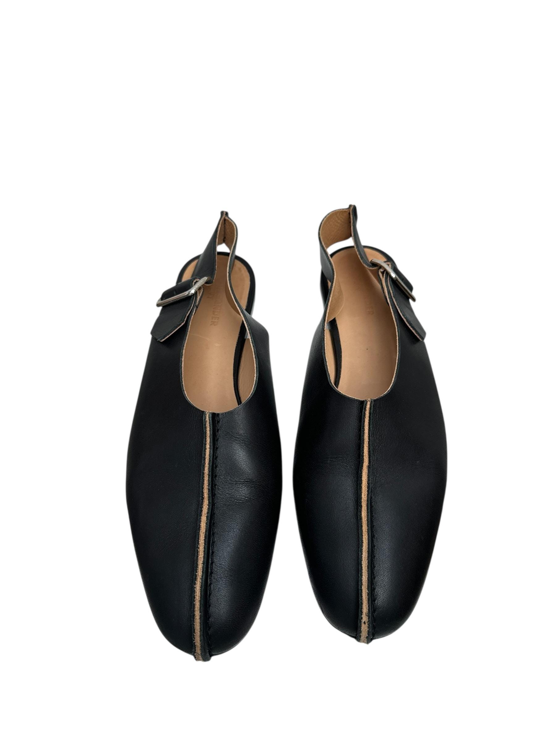 Jil Sander Black Leather Flat Shoes Size 40 US 10 - Etsy