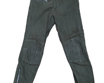 Dries Van Noten Khaki Zipped Biker Pants Size 48 / US 32