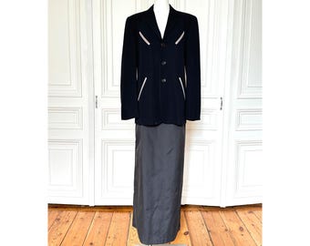 Chaqueta tipo blazer de lana negra de Jean Paul Gaultier, principios de la década de 2000, talla 48 M.