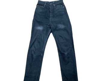 DRKSHDW by Rick Owens Collapse Cut High Waist Heavy Black Denim Jeans Size 29
