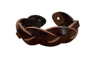 Pulsera de cuero trenzado marrón vintage Martin Margiela 1999