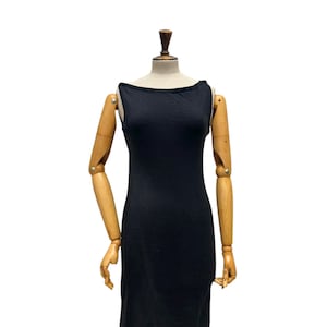 azzedine alaia black dress 1998 Azzedine Alaia Black Knit Hourglass Halter Bias-Cut Trained Gown