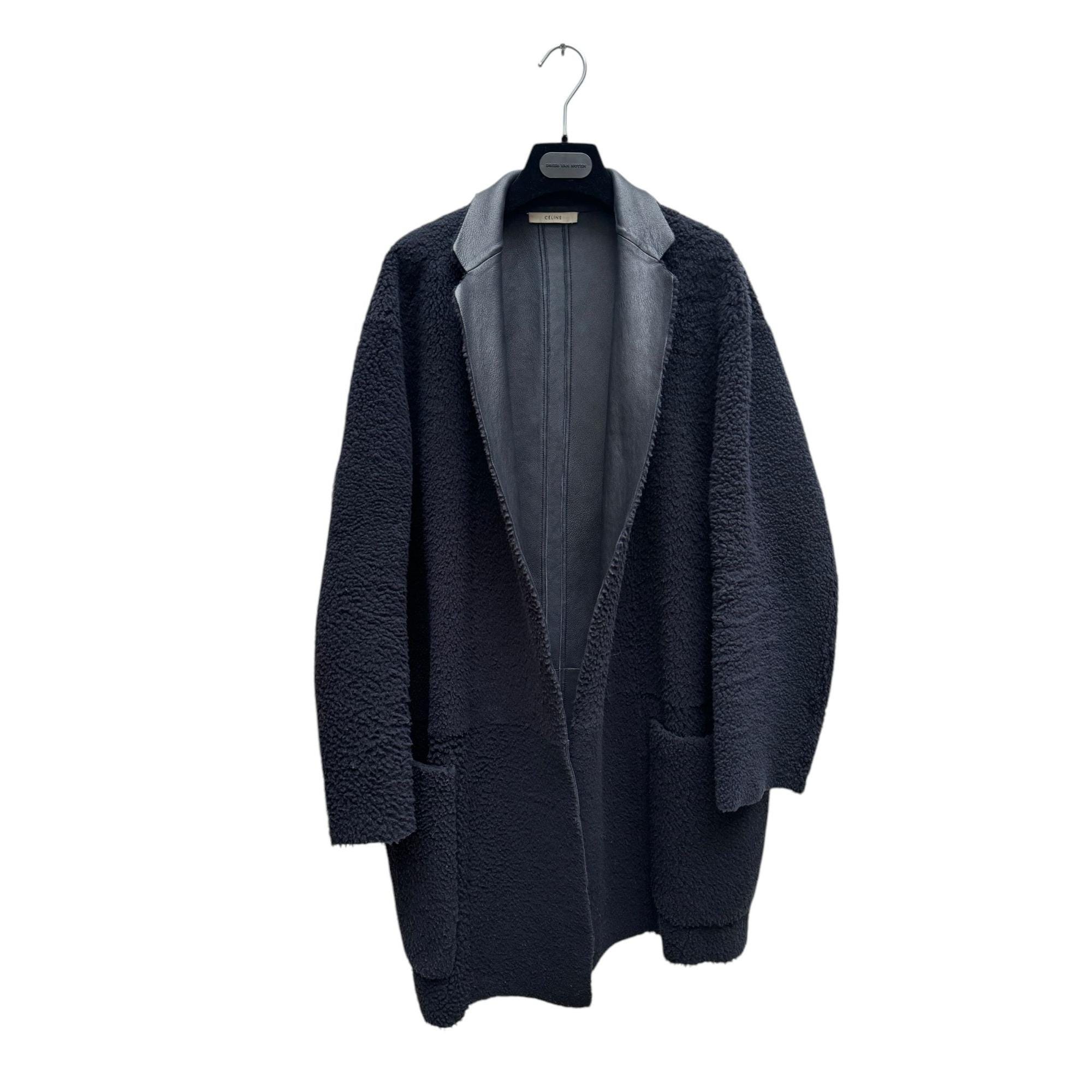 ジャケット・アウター CELINE by Phoebe Philo Crombie Coat 42 Celine by Phoebe Philo Navy Shearling Leather Crombie Coat